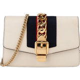 Gucci Leather Sylvie Mini Web Stripe Chain Crossbody Bag
