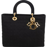 Christian Dior Quilted Nylon Cannage Lady Dior Handbag