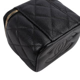Chanel Quilted Caviar Mini Heart Chain Vanity Case Crossbody Bag