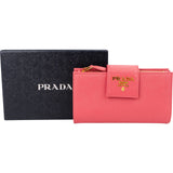 Prada Pink Saffiano Leather Clip Wallet