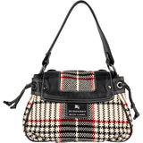 Burberry Blue Label Woven Plaid Monogram Drawstring Shoulder Bag