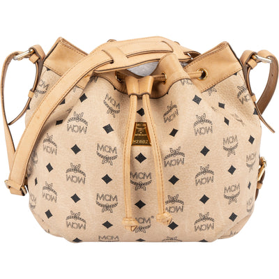MCM Monogram Visetos Drawstring Bucket Crossbody Bag