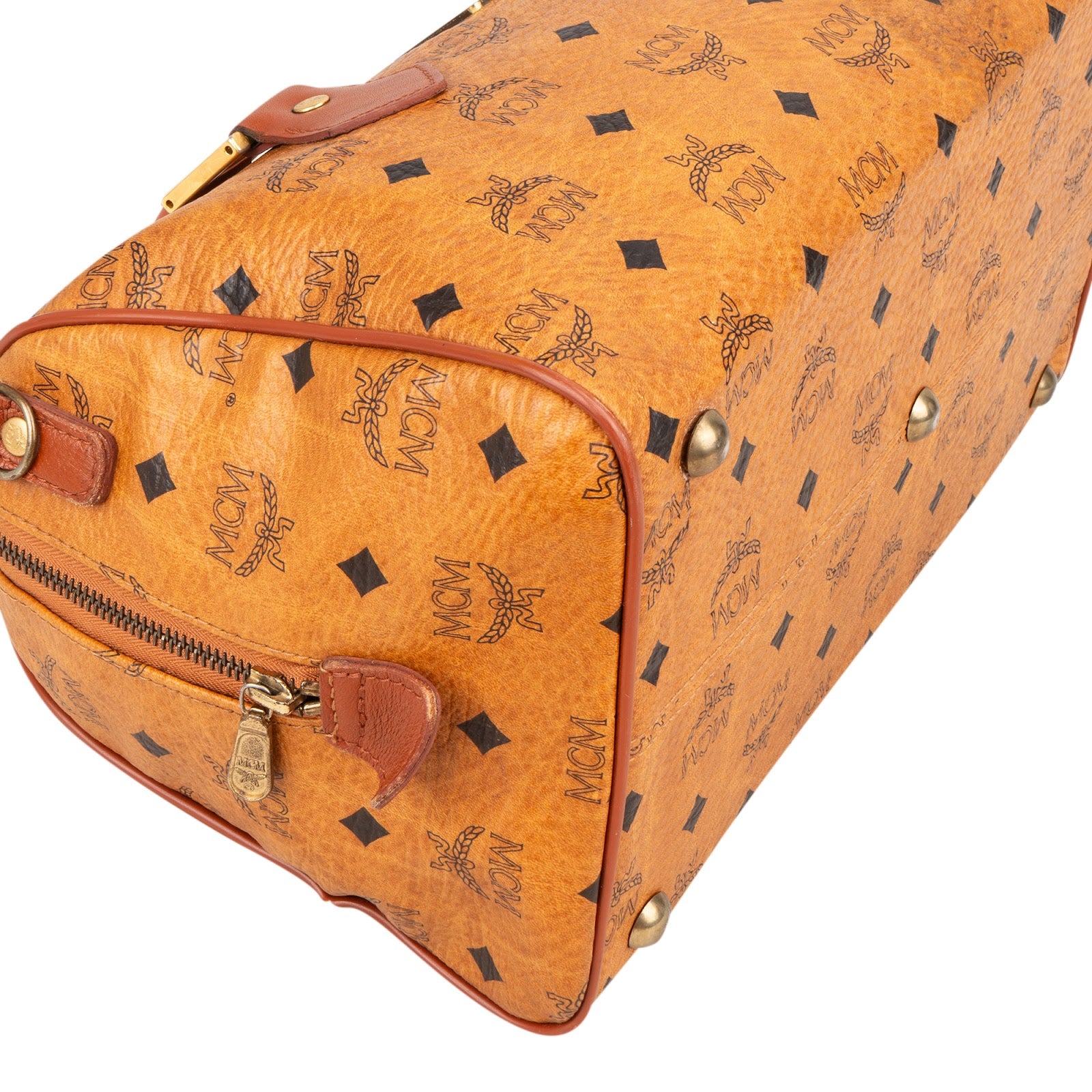 MCM Monogram Visetos Boston Handbag - vintageandkickz
