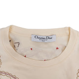 Christian Beige Cotton Embroidered Studded T-Shirt (S-M)