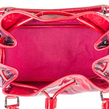 Burberry Red Transparent Vinyl Mega Check Drawstring Shoulder Handbag
