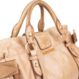 Miu Miu Vitello Lux Bow Satchel Handbag
