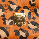 MCM Monogram Leopard Print Visetos Drawstring Tote Handbag