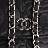 Chanel Camellia Embossed Lambskin Wallet on Chain Crossbody Bag