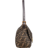 Fendi Monogram FF Zucca Canvas Baguette Mamma Hobo Shoulder Bag
