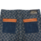 Gucci Blue Monogram GG Denim Leather Pocket Jeans Pants (IT34)