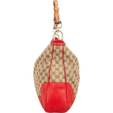 Gucci Monogram GG Canvas Bamboo Handle Hobo Shoulder Bag