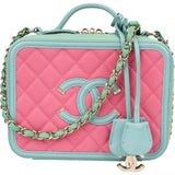 Chanel Quilted Caviar Leather Filigree Vanity Case Crossbody Bag