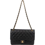 Chanel Quilted Caviar Leather Jumbo Double Flap Crossbody Bag