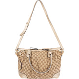 Gucci Monogram GG Metallic Leather Canvas Sukey Handbag