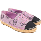Chanel Purple Cotton CC Espadrilles Shoes (38)