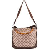 Gucci Monogram GG Canvas Bamboo Hobo Shoulder Bag