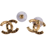Chanel Gold Crystal-Embelished CC Stud 2025 Earrings