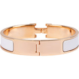 Hermès Gold Tone White Clic H Bracelet