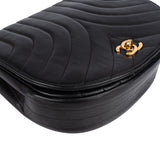 Chanel Chevron Lambskin Half Moon Single Flap Crossbody Bag