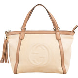 Gucci Perforated Leather Canvas Soho GG Tote Handbag