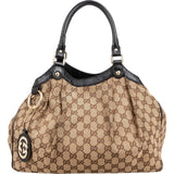 Gucci Monogram GG Canvas Brown Guccissima Leather Sukey Handbag