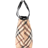 Burberry Monogram Nova Check Patent Leather Tote Shoulder Bag
