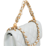 Chanel Quilted Lambskin Mini Single Flap Pearl Handle Crossbody Bag