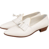 Celine White Leather Mokassins Tassel Heel Loafers (39)