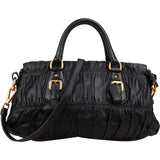 Prada Matelassé Nappa Gaufre Leather Bauletto Satchel Handbag