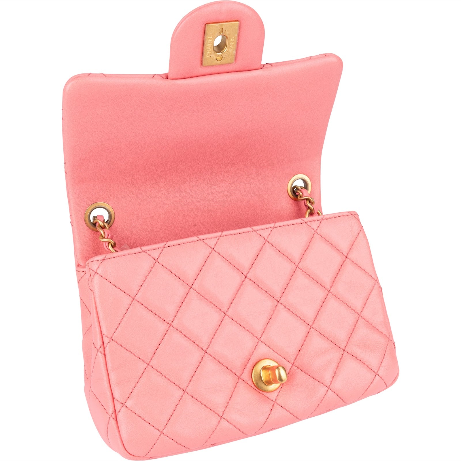 Chanel Quilted Lambskin Mini Rectangular Single Flap Adjustable Crossbody Bag - vintageandkickz