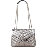 Yves Saint Laurent Metallic Crinkled Matelassé  Leather Loulou Crossbody Bag