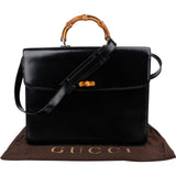 Gucci Black Leather Bamboo Briefcase Handbag