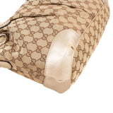 Gucci Monogram GG Canvas Metallic Leather Sukey Handbag