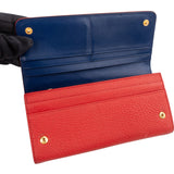 Prada Red Pebbled Leather Continental Wallet