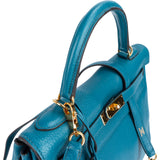 Hermès Bleu Izmir Clemence Leather Kelly 32 Handbag