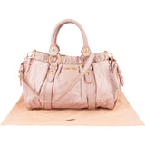 Miu Miu Vitello Lux Leather Gathered Drawstring Satchel Handbag