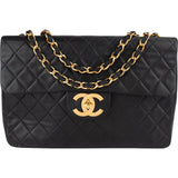 Chanel Quilted Lambskin 24K Gold Jumbo Single Flap Crossbody Bag