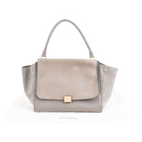 Céline Taupe Croc-Embossed Suede & Leather Trapeze Handbag