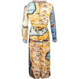 Gucci Multicolor Silk Carte de Tendre Print Sequin Details Longsleeve Dress (IT40)