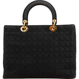 Christian Dior Quilted Nylon Cannage Large Lady Dior Handbag