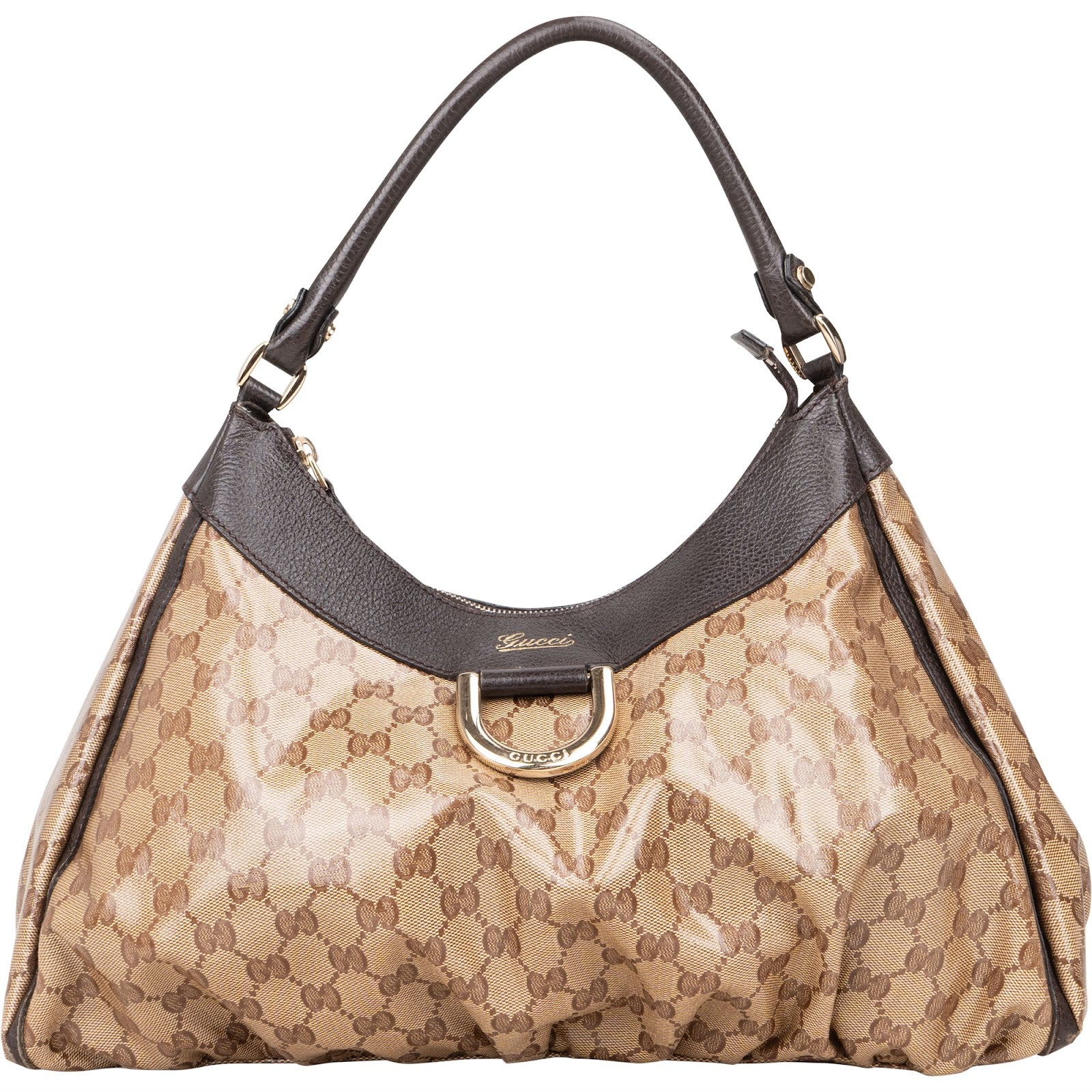 [🔄️B13 / F12] Gucci Monogram Crystal GG Canvas Abbey D-Ring Hobo Shoulder Bag - vintageandkickz