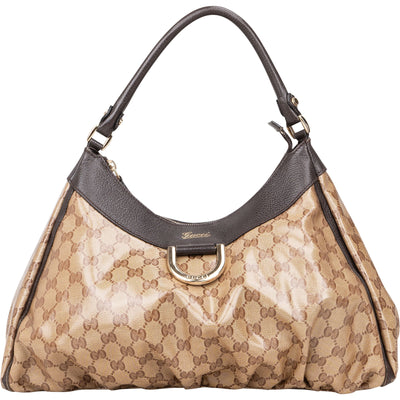 [🔄️B13 / F12] Gucci Monogram Crystal GG Canvas Abbey D-Ring Hobo Shoulder Bag - vintageandkickz