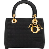 [🔄️B07 / F29] Christian Dior Cannage Satin Lady Dior Medium Handbag - vintageandkickz