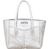 Miu Miu Metallic Leather Quilted Tote Handbag
