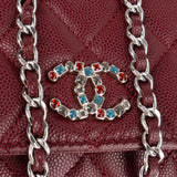 Chanel Wuilted Caviar Leather Jeweled CC Wallet On Chain Crossbody Bag