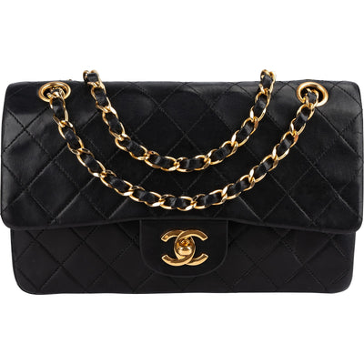 Chanel Quilted Lambskin 24K Gold Small Double Flap Shoulder Bag