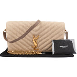 Saint Laurent Chevron Raffia Matelassé Envelope Crossbody Bag