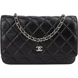 Chanel Quilted Lambskin Palladium Wallet On Chain Crossbody Bag