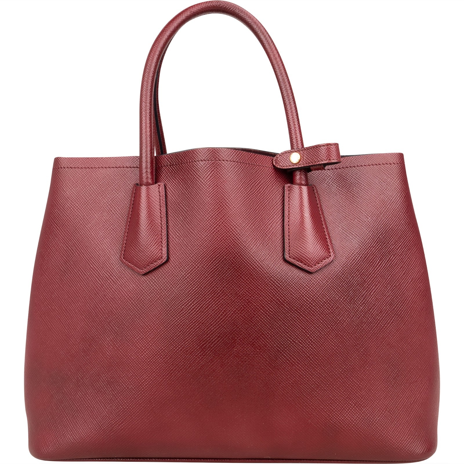 Prada Red Saffiano Leather Double Handbag - vintageandkickz