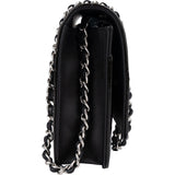 Chanel Patent Embossed Leather Camellia Wallet On Chain Crossbody Bag